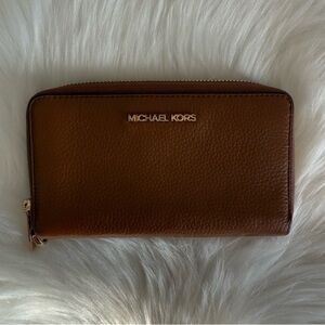 Michael Kors Tan Leather Zip Wallet
